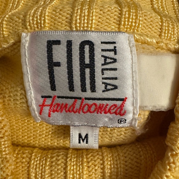 Vintage FIA Italia Handloomed Yellow Mock Neck Ribbed Sweater - Picture 3 of 6